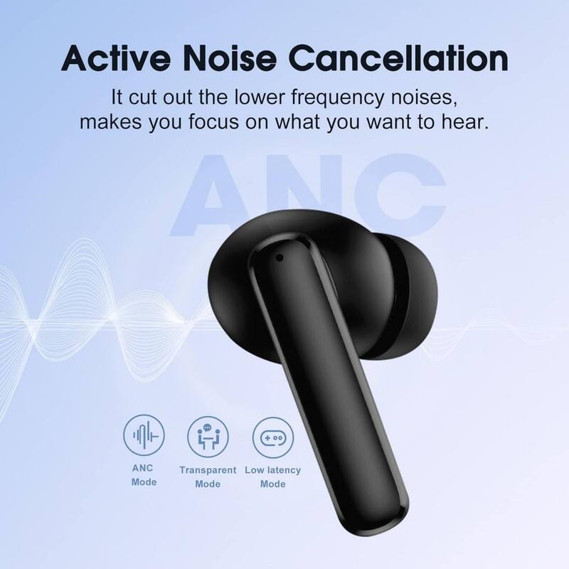 Active Noise Cancellation  
It cuts out the lower frequency noises, makes you focus on what you want to hear.  

ANC + D  
ANC Transparent Low latency Mode