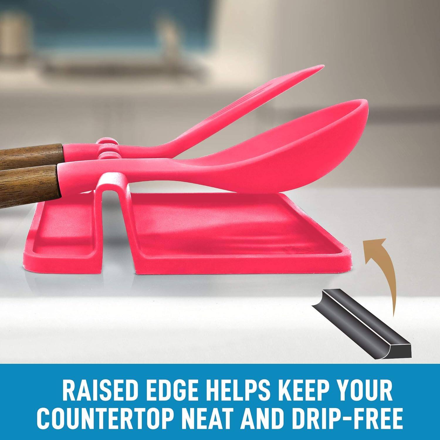 RAISED EDGE HELPS KEEP YOUR COUNTERTOP NEAT AND DRIP-FREE