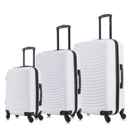 DUKAP - Adly Lightweight Hardside Spinner 3 Piece Luggage Set 20"/24"/28" - White