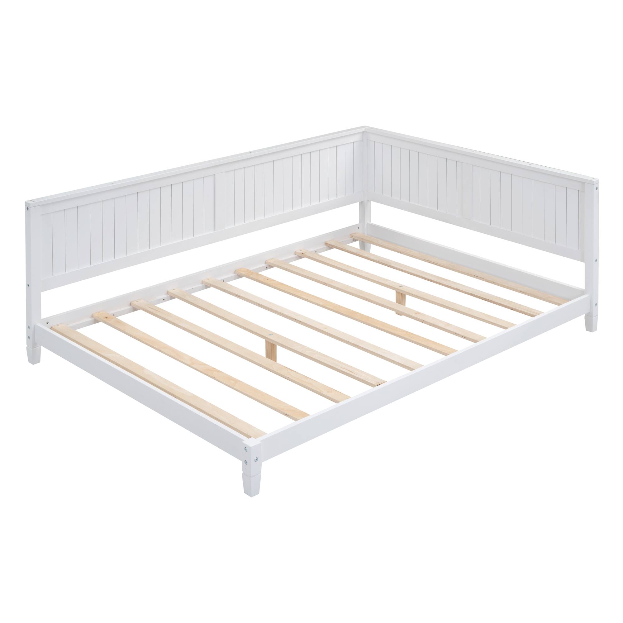 Left. Tiramisubest - Full Size Wood Daybed/Sofa Bed, White - White.