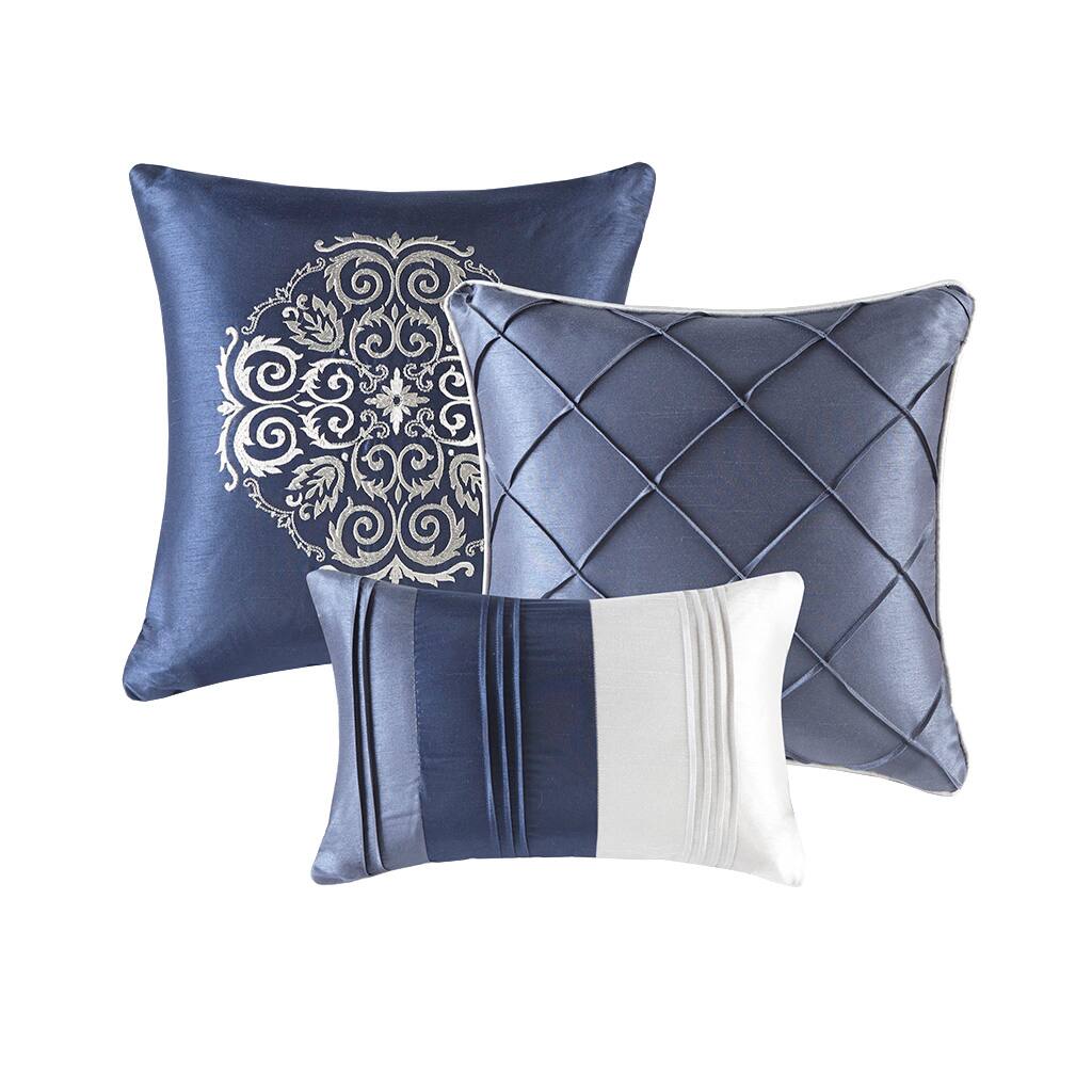 Alt View 4. Gracie Mills - Gracie Mills Madge 7-Piece Traditional Comforter Set - Navy.