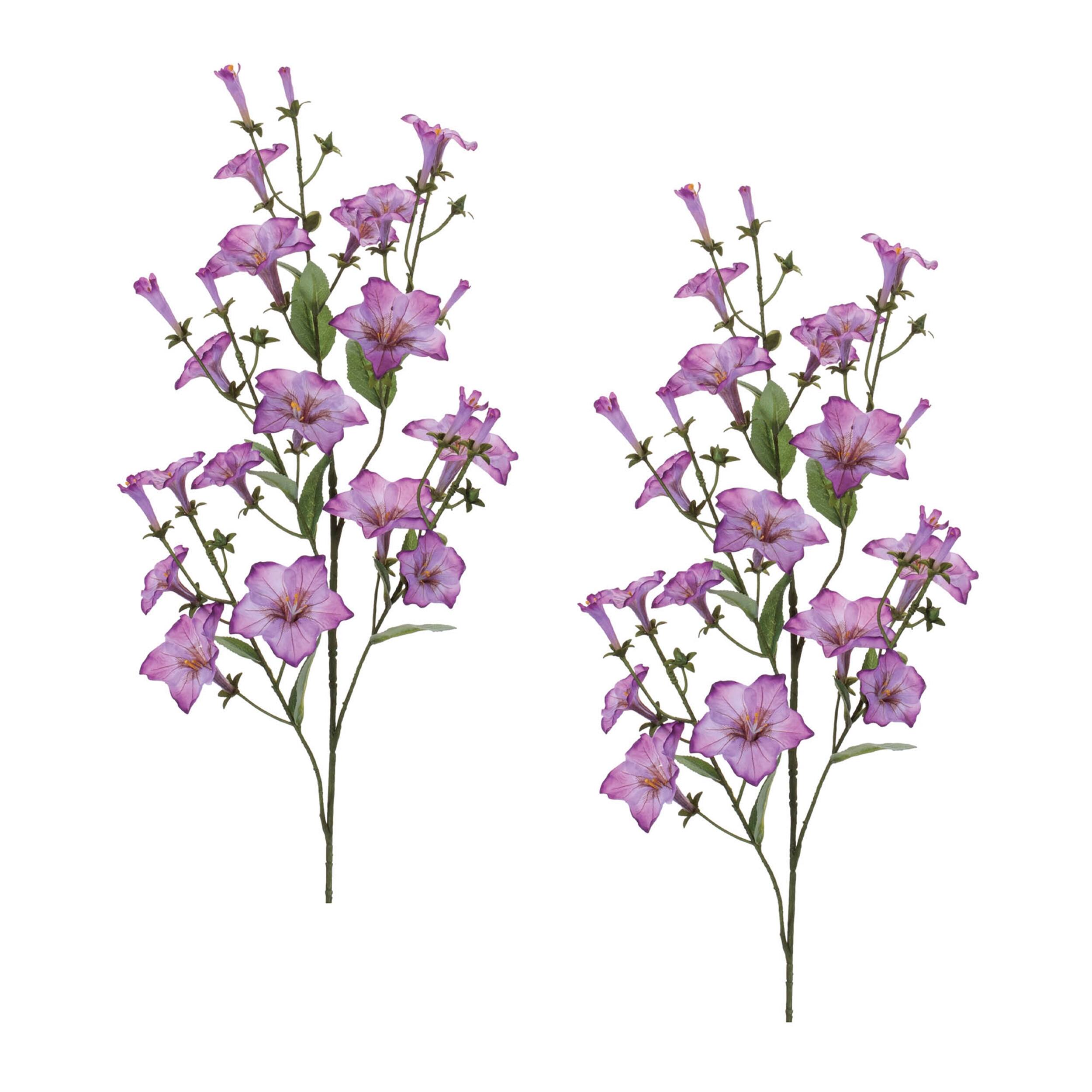 Left. BreeBe - Morning Glory Floral Spray (Set of 2) - Purple, Green.