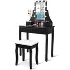 Front. Costway - Costway Vanity Table 10 Dimmable Bulbs Makeup Dressing Desk - Black.