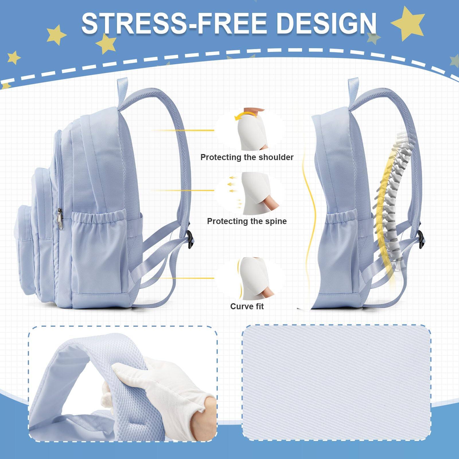 Alt View 3. Pacoar Cade - School Backpack For Women Men  Lightweight Casual Daypack College Backpacks Aesthetic Students Bookbag With Lots Of - Blue.