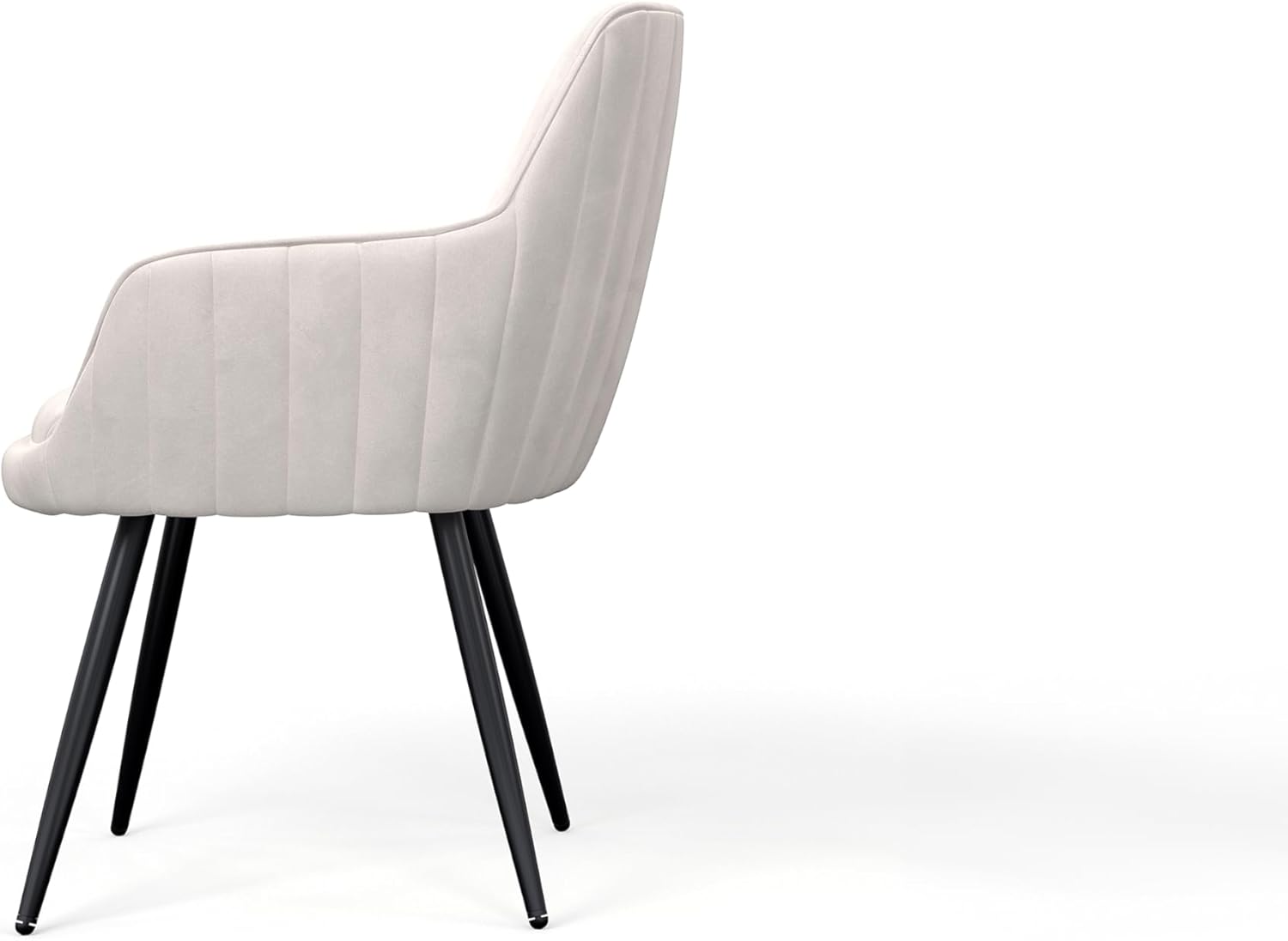 Alt View 2. TinyHomie - Beige Mid Century Upholstered Accent Chair Channel Tufted Back Set of 2 - white.