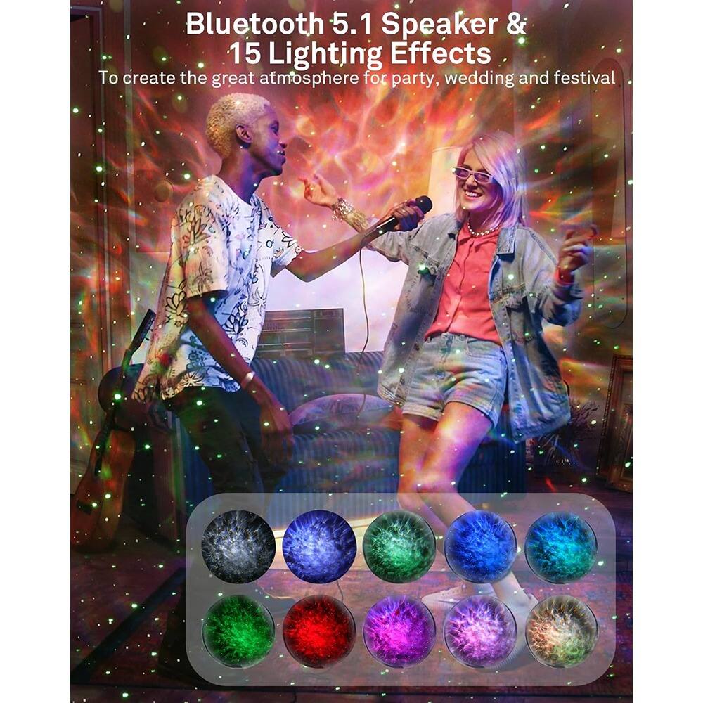 Bluetooth 5.1 Speaker & 15 Lighting Effects  
To create the great atmosphere for party, wedding and festival
