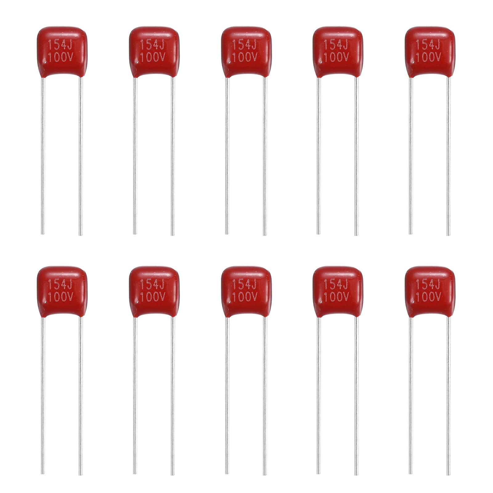 Unique Bargains - 20pcs 0.15uF 100V CBB21/CBB22 Metallized Polypropylene Film Capacitor Kit for Electronics - Red
