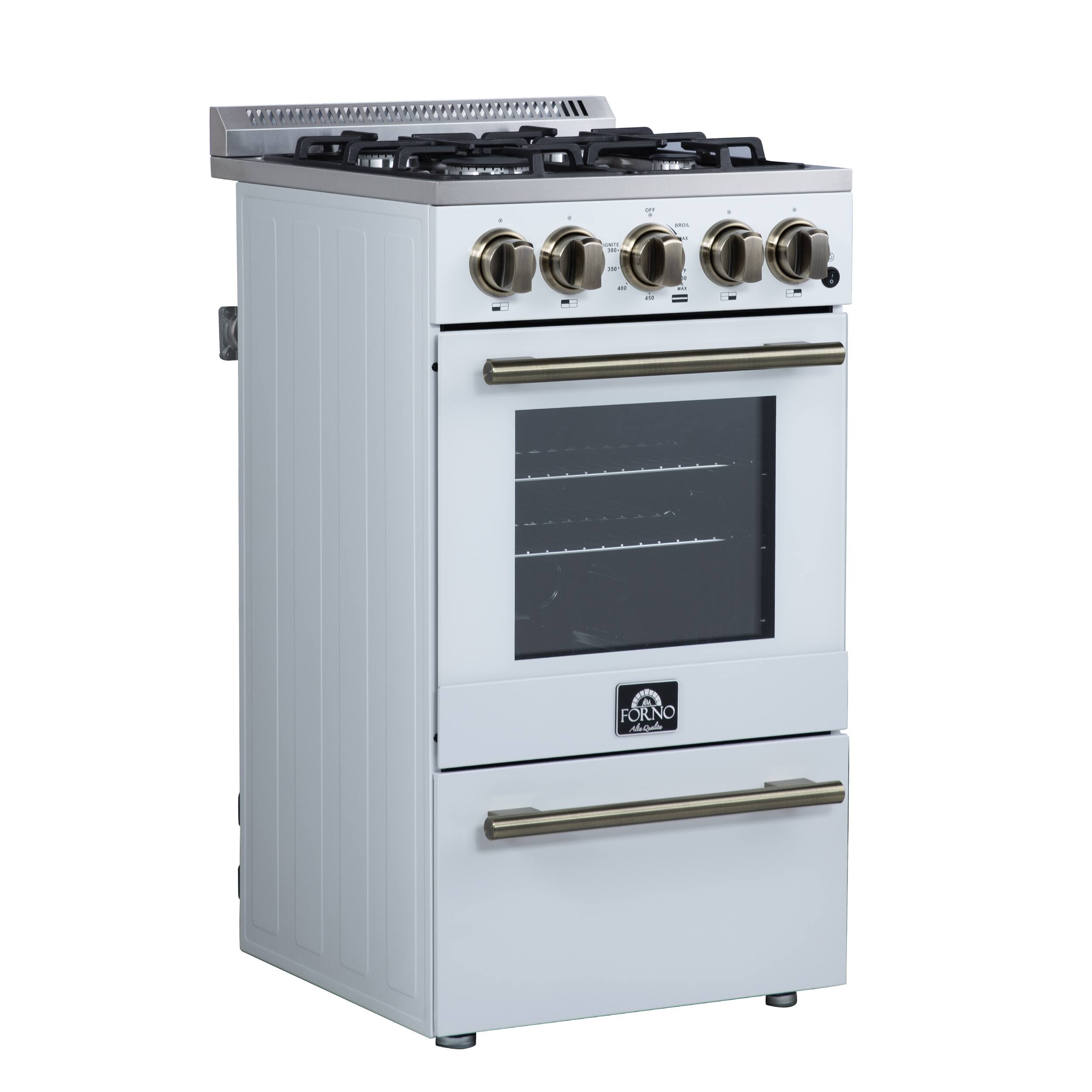 Left. Forno Appliances - Lamazze 2.05 Cu. Ft. Freestanding Gas Range - White.