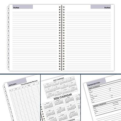 Sure, here is the corrected and grouped text:

**Notes**

**January Travel/Expense Record**

**2025 CALENDAR**

**2026 CALENDAR**

**Personal Info**

- Name:
- Address:
- Phone:
- Email:
- Birthdate:
- Occupation:
- Hobbies:
- Goals:
- Family:
- Friends:
- Pets:
- Favorite Books/Movies/Music:
- Favorite Places:
- Favorite Foods:
- Favorite Colors:
- Favorite Quotes:
- Favorite Holidays:
- Favorite Sports:
- Favorite Games:
- Favorite TV Shows:
- Favorite Websites:
- Favorite Apps:
- Favorite Social Media:
- Favorite Podcasts:
- Favorite Blogs:
- Favorite Magazines:
- Favorite Stores:
- Favorite Restaurants:
- Favorite Coffee Shops:
- Favorite Parks:
- Favorite Museums:
- Favorite Libraries:
- Favorite Bookstores:
- Favorite Clothing Stores:
- Favorite Shoe Stores:
- Favorite Jewelry Stores:
- Favorite Electronics Stores:
- Favorite Grocery Stores:
- Favorite Gas Stations:
- Favorite Pharmacies:
- Favorite Pet Stores:
- Favorite Toy Stores:
- Favorite Hobby Stores:
- Favorite Art Supplies Stores:
- Favorite Craft Stores:
- Favorite Home Goods Stores:
- Favorite Furniture Stores:
- Favorite Bedding Stores:
- Favorite