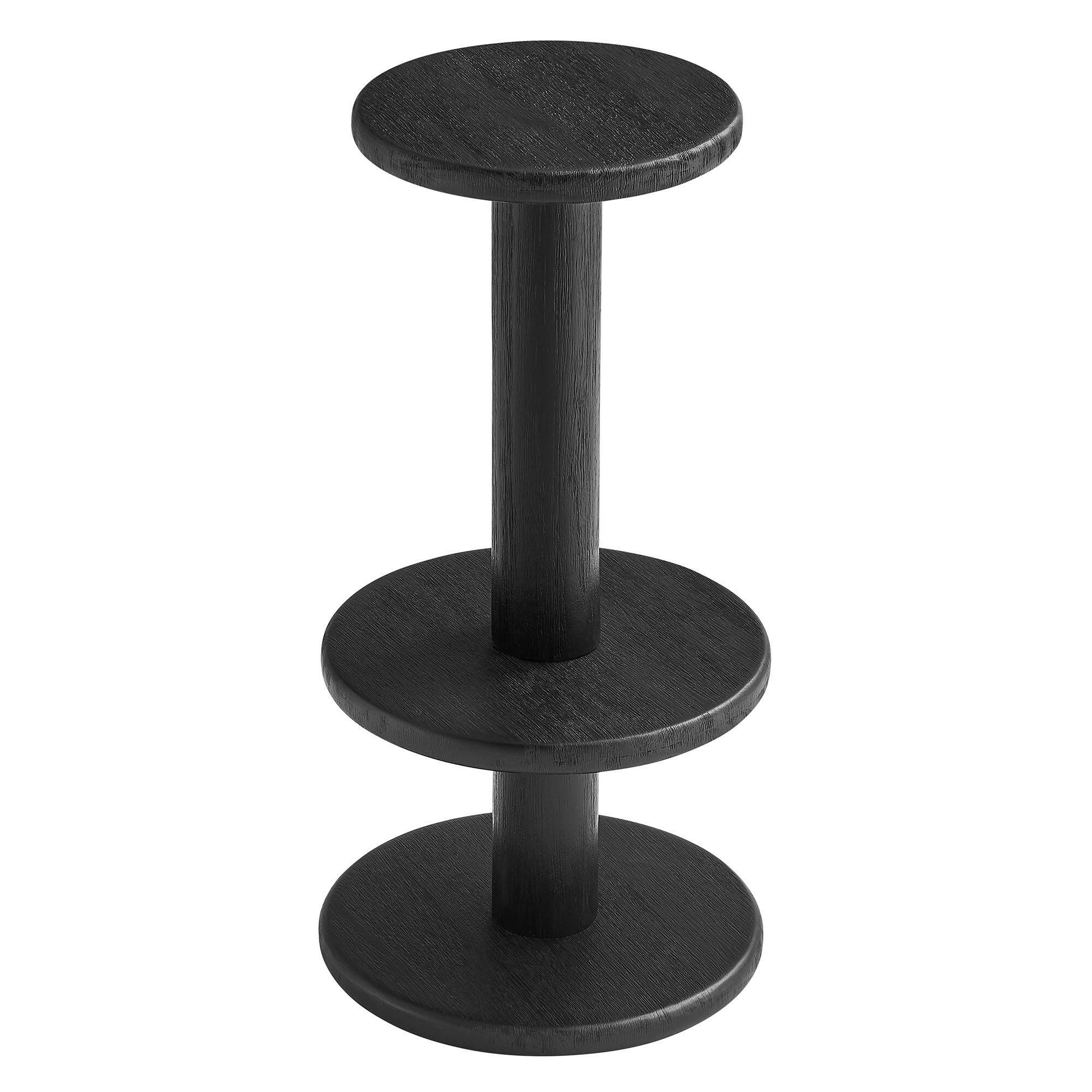 Alt View 4. Modway - Neo 15 Inch Round Indoor - Outdoor Patio Wood Bar Stools by Modway - Black.