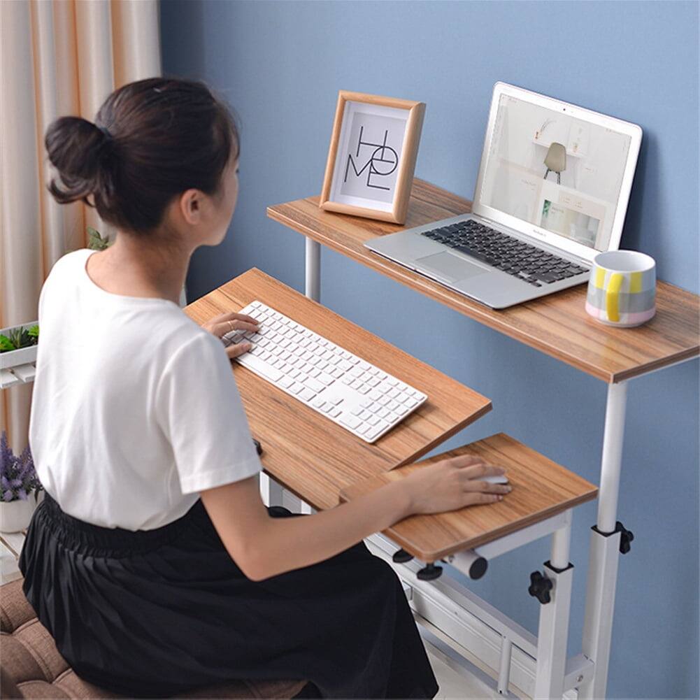 Alt View 1. Homhougo - Small Mobile Standing Desk - Compact Rolling Desk with Adjustable Height for Home Office & School - White.