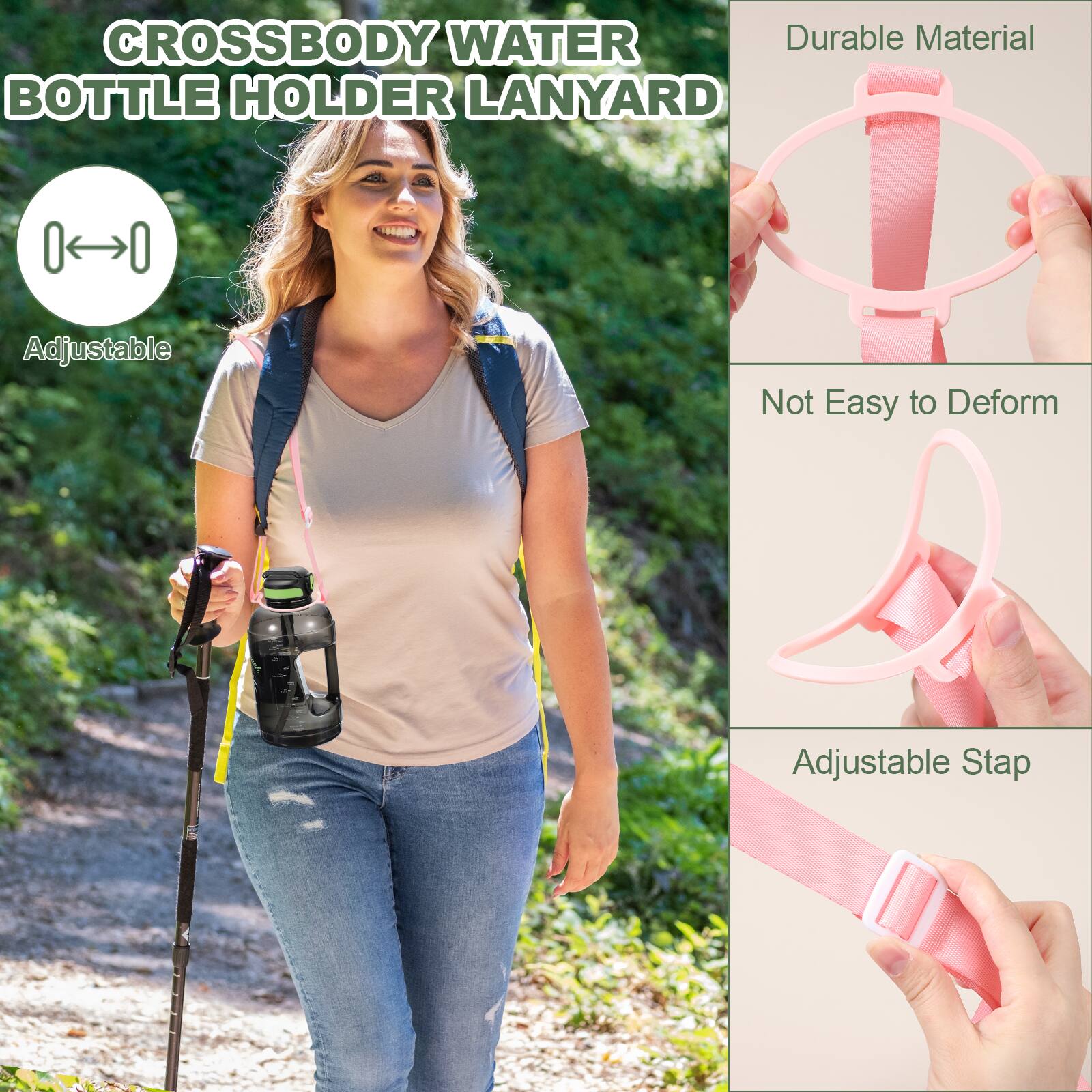 CROSSBODY WATER BOTTLE HOLDER LANYARD

- Adjustable
- Durable Material
- Not Easy to Deform
- Adjustable Strap
