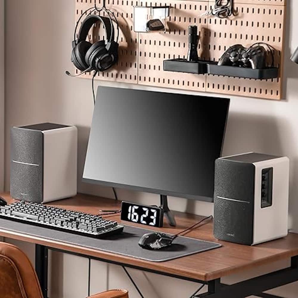 Angle. Edifier - R1280DB Powered Bluetooth Bookshelf Speakers, Computer Speakers - 42W RMS Optical Input - Wireless Studio Monitors - White.