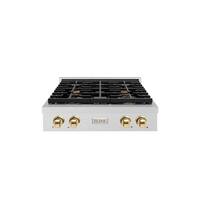ZLINE - 30 in. Autograph Paramount Gas Rangetop with Gold Accents (SRTSZ-30-G) - Stainless Steel - Front_Zoom
