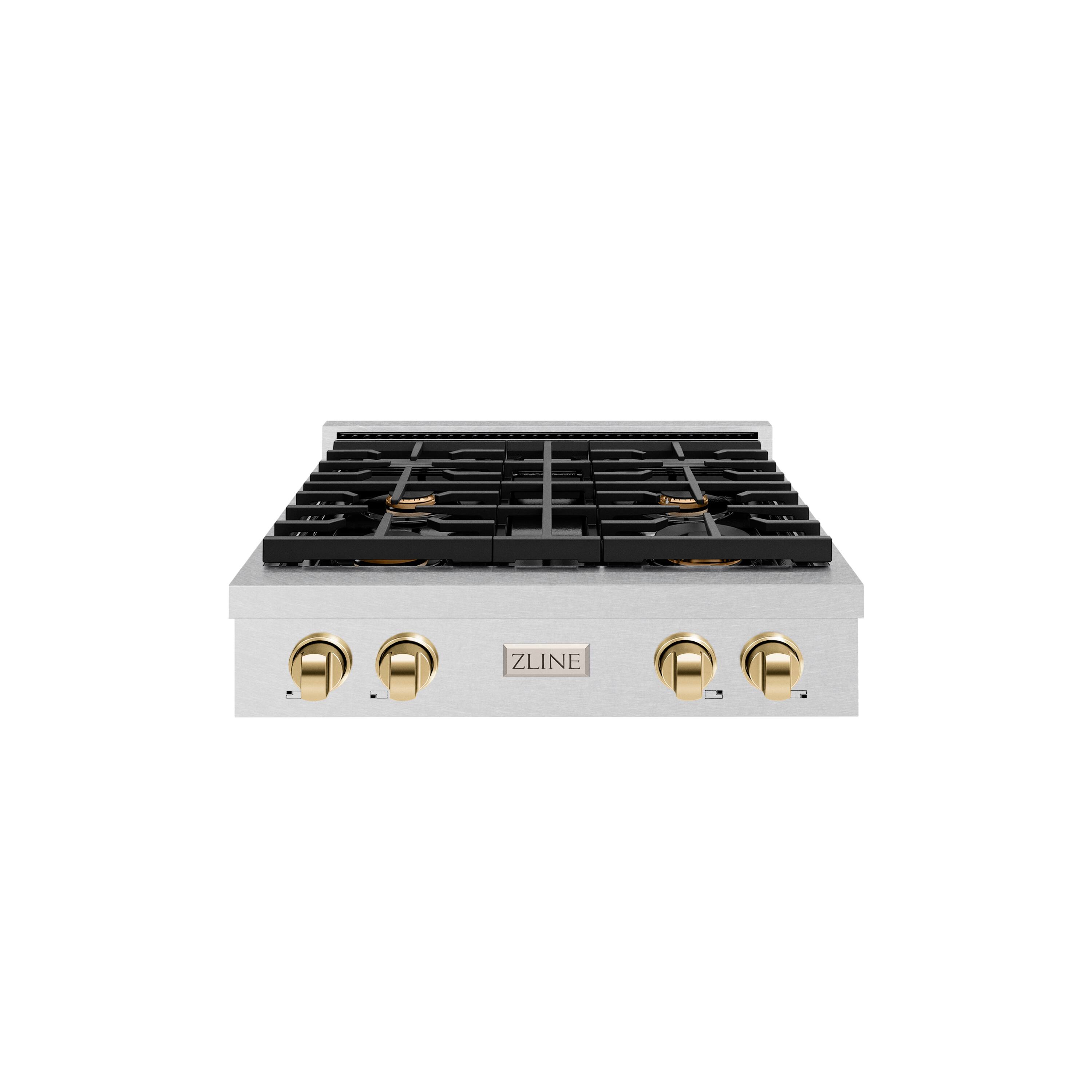 ZLINE - 30 in. Autograph Paramount Gas Rangetop with Gold Accents (SRTSZ-30-G) - Stainless Steel
