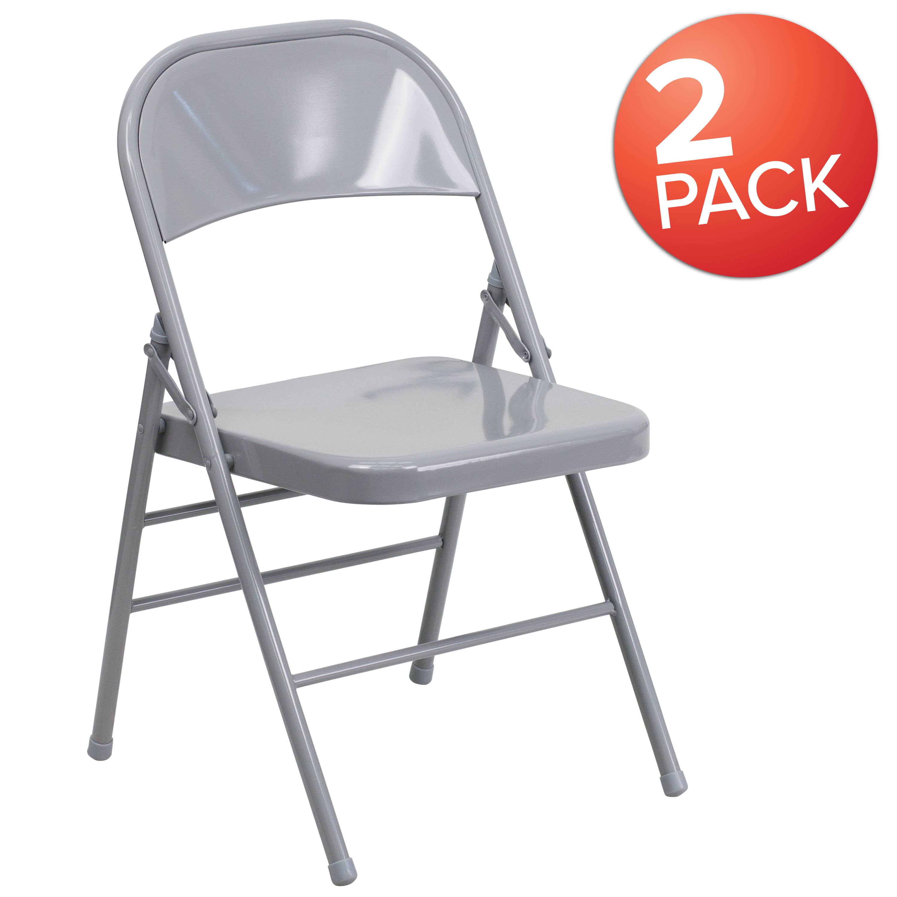 Alt View 1. Emma + Oliver - 2 Pack Home & Office Portable Party Events Steel Metal Folding Chair - Gray.