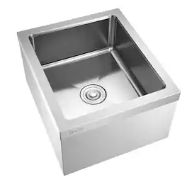 Stainless Steel Floor Mop Sink,22x19x12in,304Stainless Steel,with 3-in-1 Filter and Wall-Mounted Bracket,X-Shaped Groove