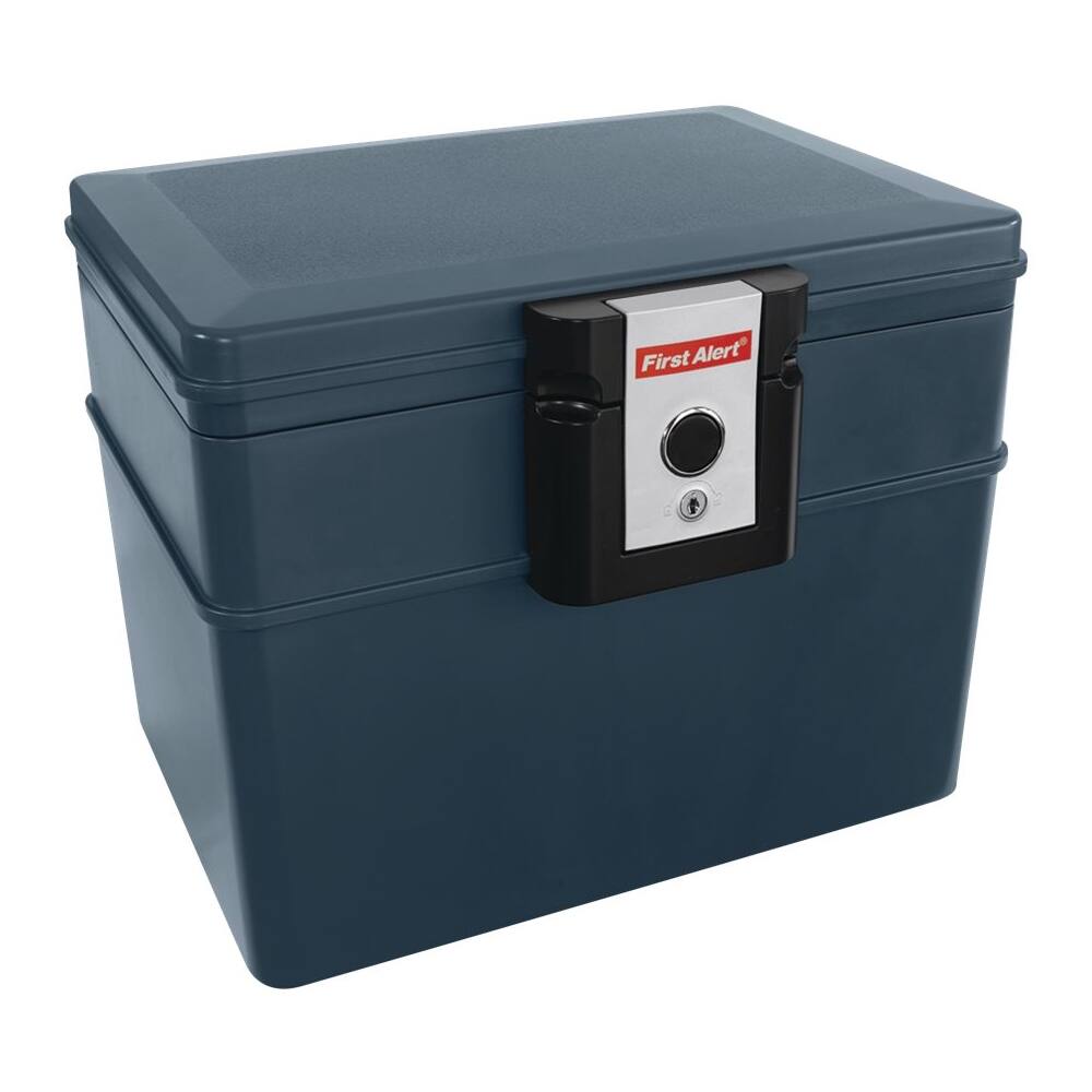 Front. First Alert - 0.59 Cu. Ft. Water-Resistant Safe for CDs and DVDs with Key Lock - Slate.