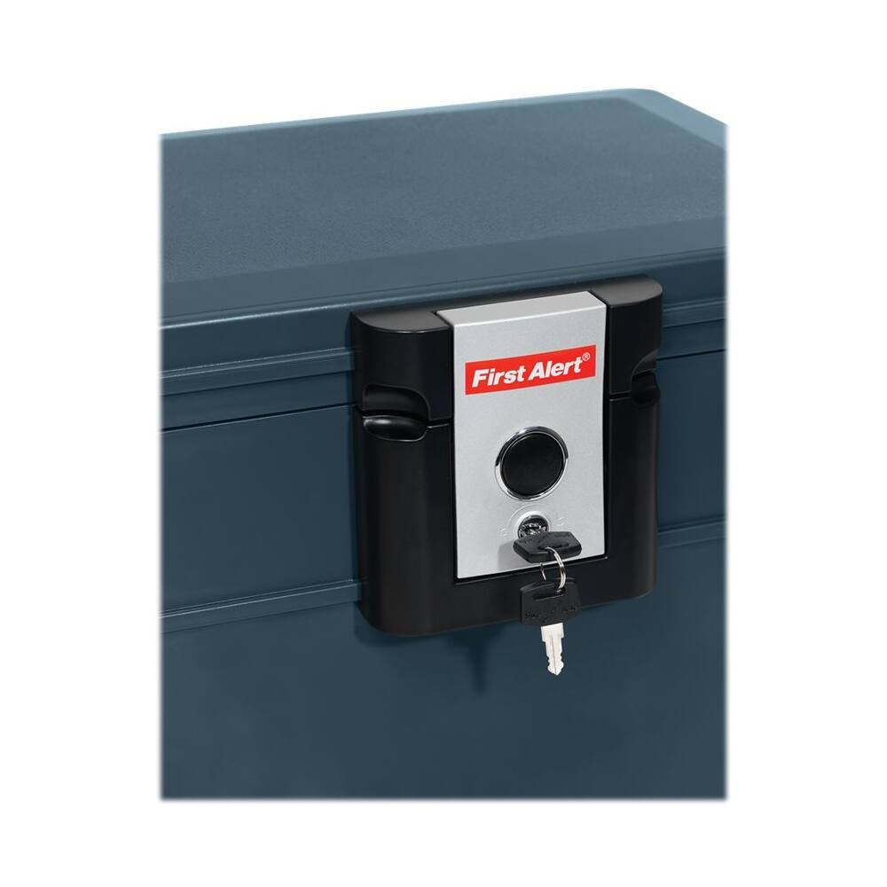 Alt View 12. First Alert - 0.59 Cu. Ft. Water-Resistant Safe for CDs and DVDs with Key Lock - Slate.