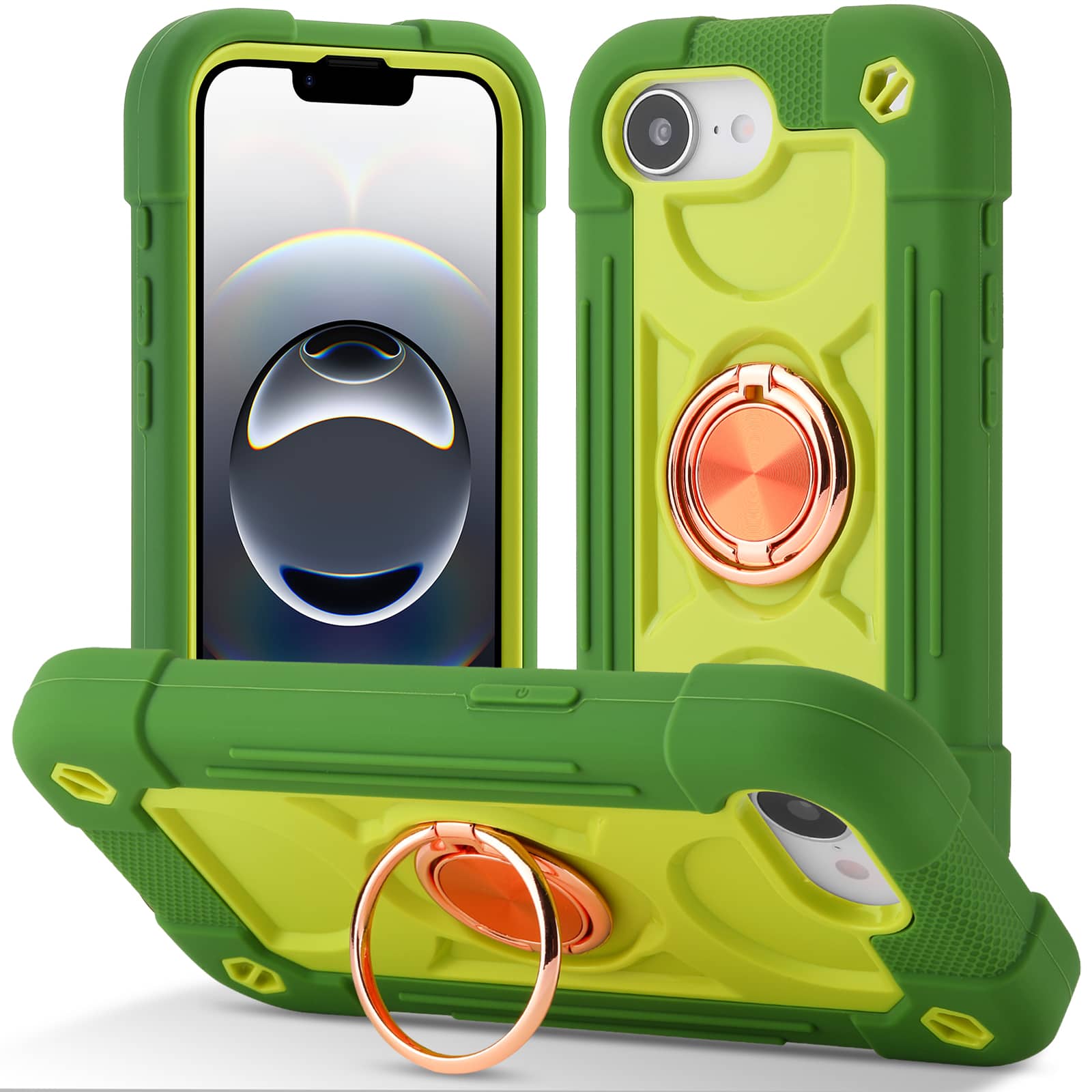 UUCOVER - Rugged Protective Case for iPhone 17e / iPhone 16e,Shockproof Double Ring Stand Case Heavy Duty Silicone +PC Back Cover - Avocado price history on PriceWatchPro