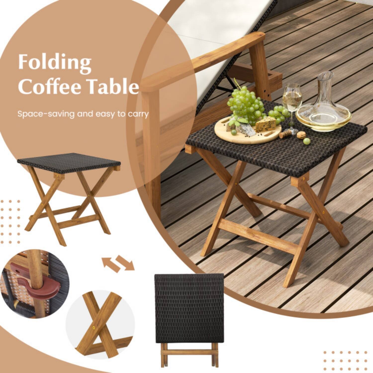 Folding Coffee Table  
Space-saving and easy to carry