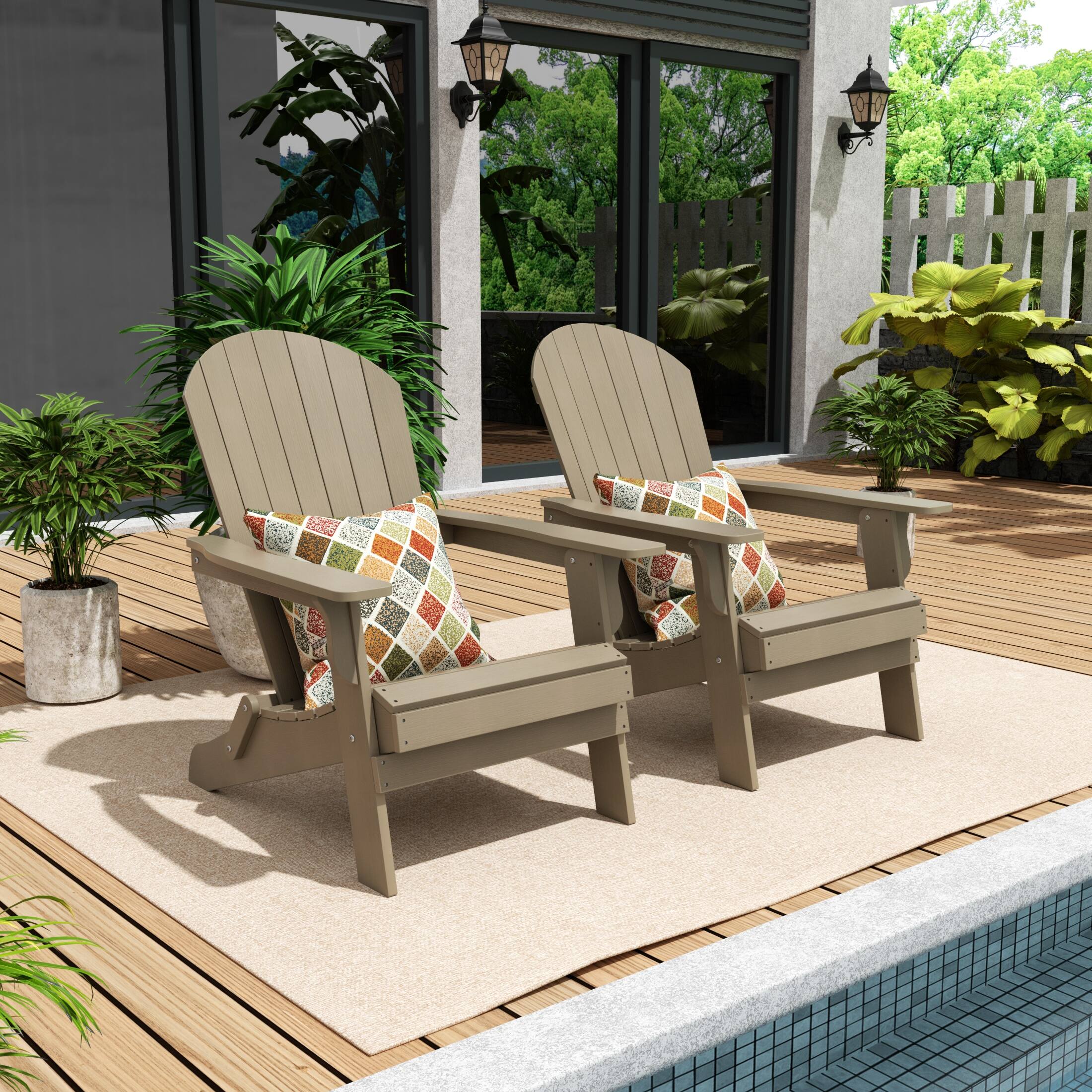 Angle. WestinTrends - WestinTrends Tuscany HIPS Outdoor Folding Adirondack Seashell Chair (Set of 2) - Taupe.