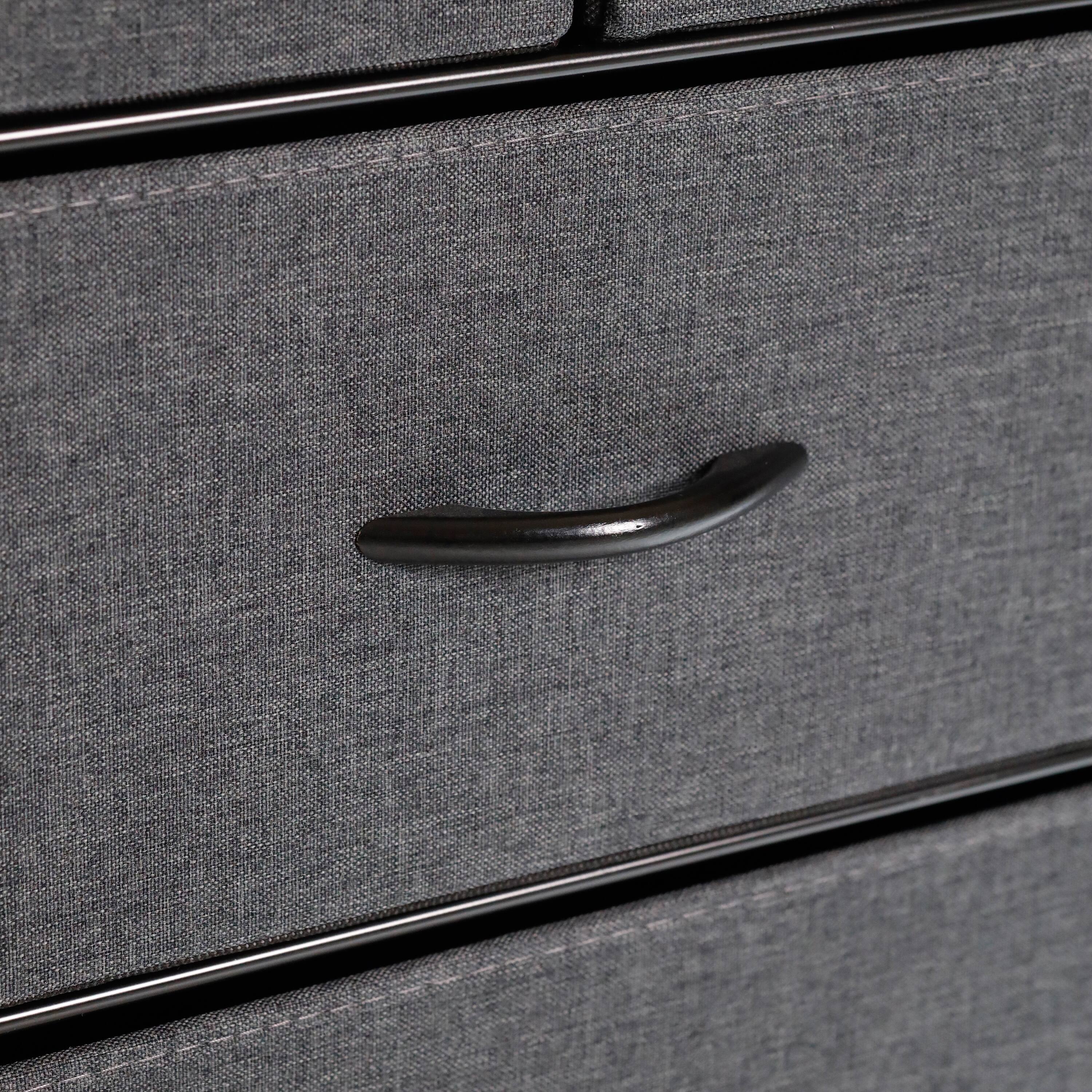 Alt View 10. Emma + Oliver - Charging Nightstand with 4 Fabric Drawers, 2 USB Ports, 1 Outlet - Charcoal Drawers/Black Frame.