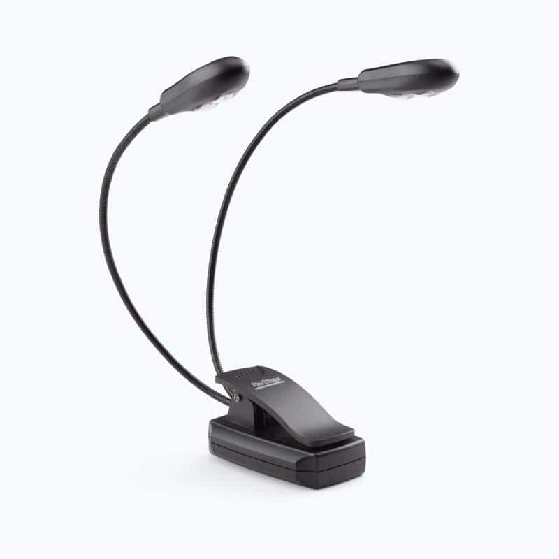 On Stage Stands - On-Stage LED204 Clip-On Duo LED Light (Sheet-Music-Stand Lighting, Tabletop Base, Two Adjustable Goosenecks, High- and - Black