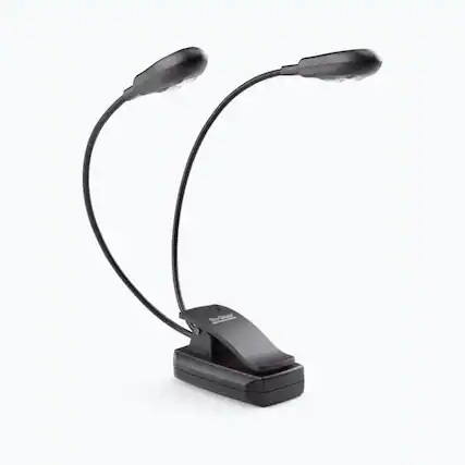 Front. On Stage Stands - On-Stage LED204 Clip-On Duo LED Light (Sheet-Music-Stand Lighting, Tabletop Base, Two Adjustable Goosenecks, High- and - Black.
