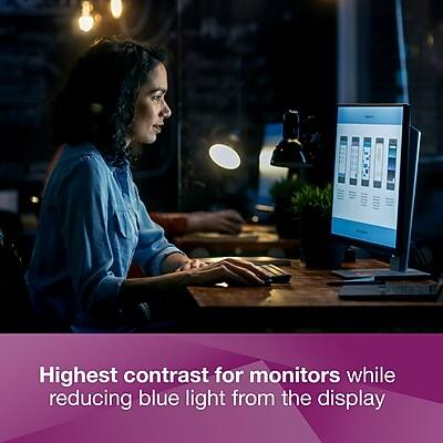 Highest contrast for monitors while reducing blue light from the display