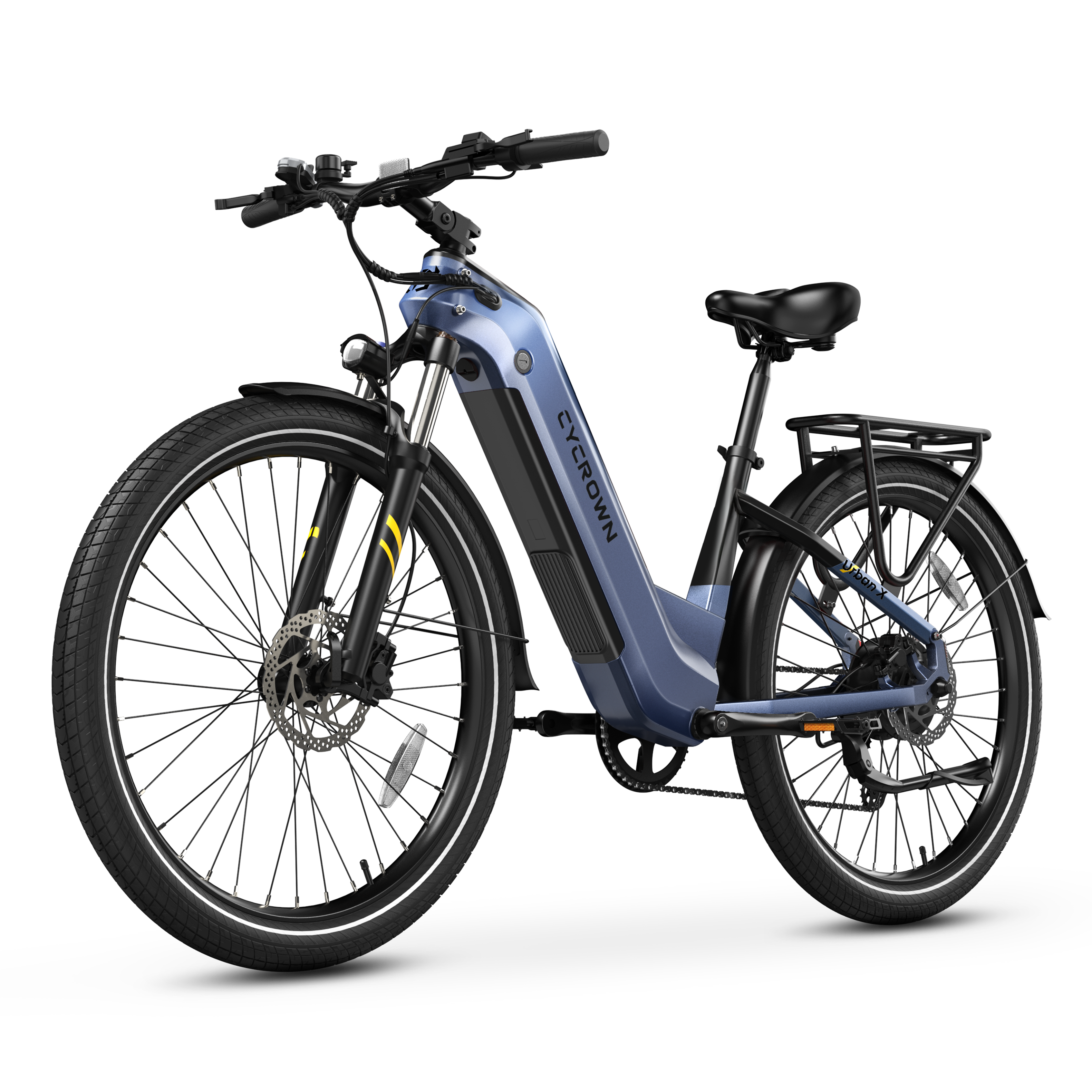 Front. CYCROWN - Urban X Commuter Ebike(1000W Motor , 20MPH Top Speed , 90Miles Range , 48V 20Ah Battery) - Glacier Blue.