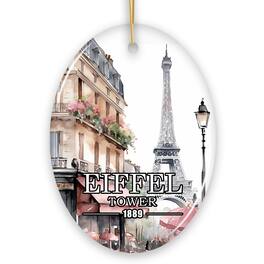 OrnamentallyYou - Charming Eiffel Tower Ornament Vintage Paris Souvenir Gift and Christmas Decoration Oval - Multi-colored