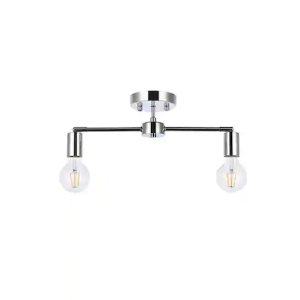 Front. Living District - Zane 2 lights chrome flush mount - Chrome.