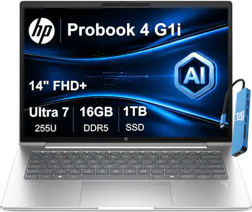 hp Probook 4 G1i
14" FHD+
AI
Ultra 7 16GB 1TB 255U DDR5 SSD