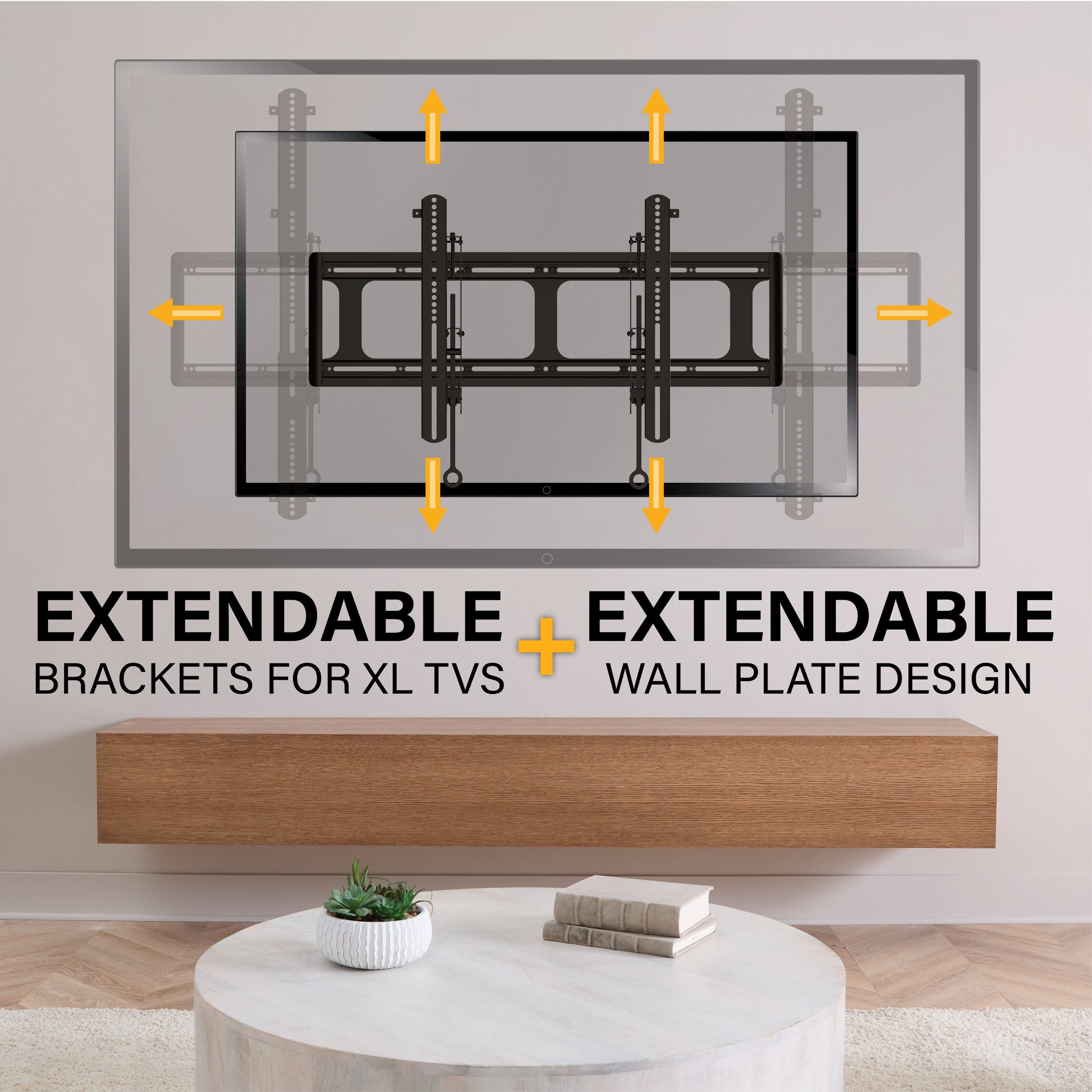 EXTENDABLE BRACKETS FOR XL TVs  
+  
EXTENDABLE WALL PLATE DESIGN