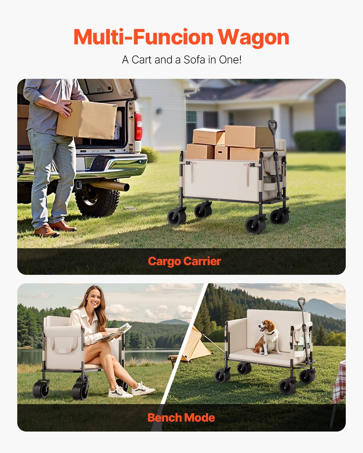 Multi-Function Wagon: A Cart and a Sofa in One!

- Cargo Carrier
- Bench Mode