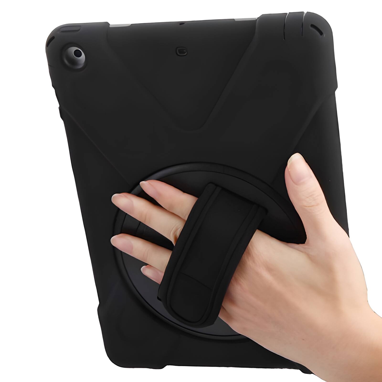 Alt View 1. Mybat - MyBat Rotatable Stand Protector Cover with Wristband for Apple iPad 9.7 (2017) / iPad 9.7 (2018) - Black - Black.