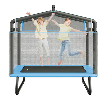 Front. VEVOR - 6FT Trampoline for Kids, 72" Indoor/Outdoor Toddlers Trampoline, Mini Baby Trampoline with Safety Enclosure Net - Blue.