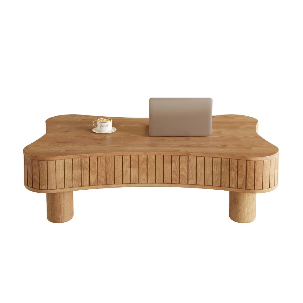 Alt View 7. Loheer - Loheer 42 inch light brown coffee table, lift top coffee table with hidden storage and fluted panels - Light Brown.