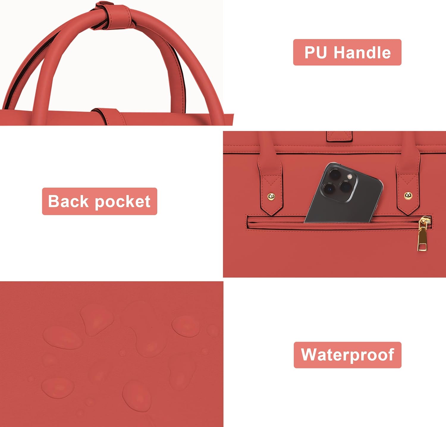 - PU Handle
- Back pocket
- Waterproof