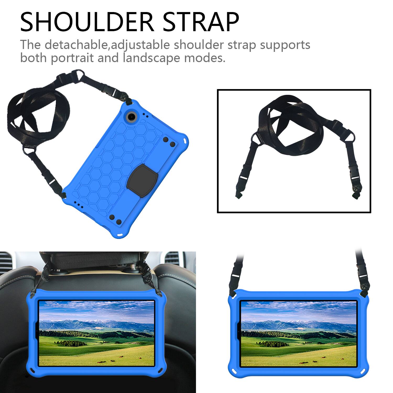 SHOULDER STRAP

The detachable, adjustable shoulder strap supports both portrait and landscape modes.