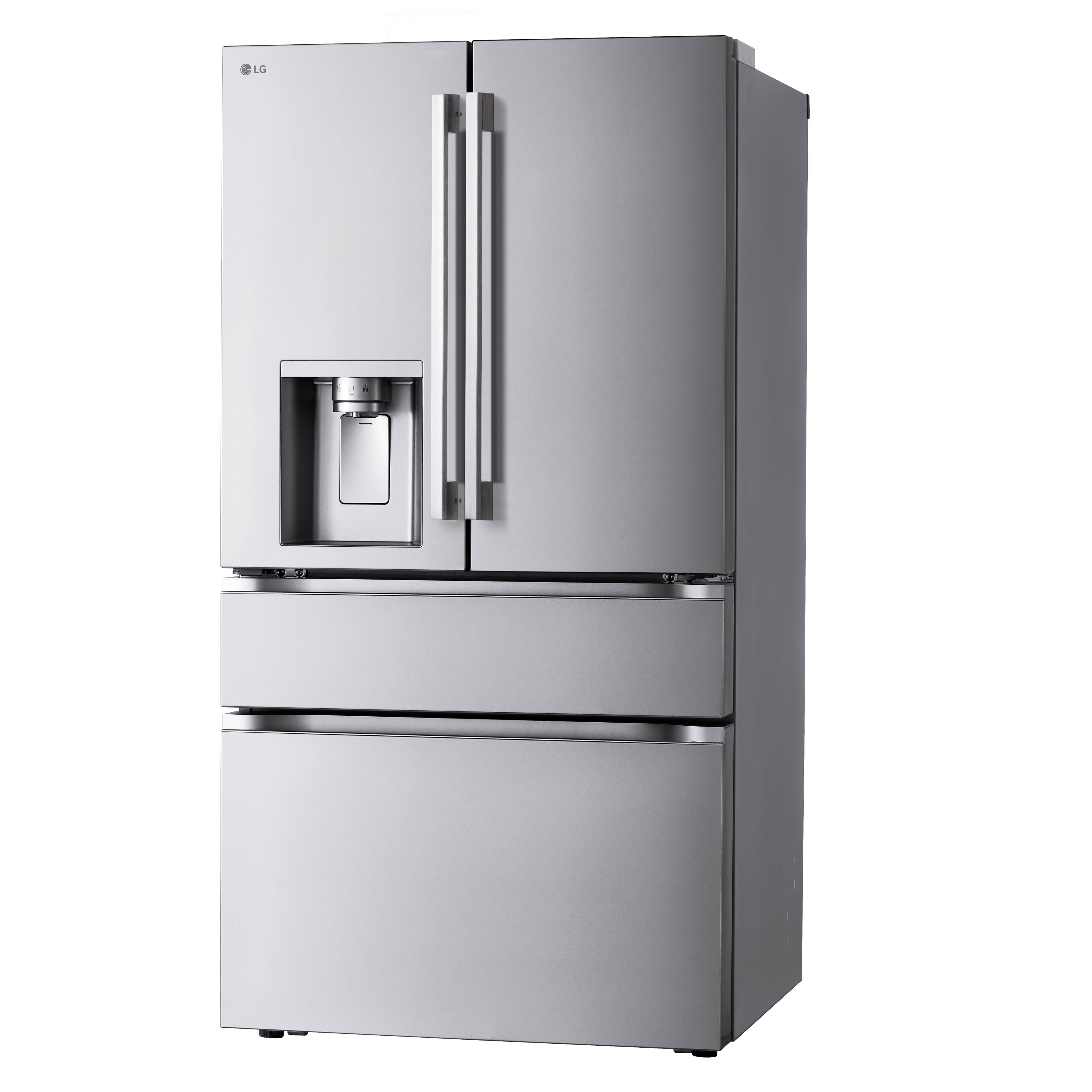 Back. LG - 36-in Wide Standard-Depth MAX 28.6 Cu. Ft. 4-Door French Door Smart Refrigerator with Full Convert Drawer - PrintProof Stainless Steel.