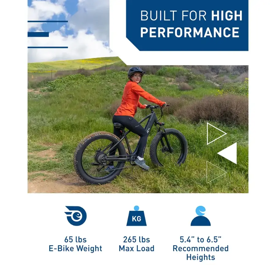 Built for High Performance:

* KG: 65 lbs
* E-Bike Weight: 265 lbs
* 5.4" to 6.5" Max Load
* Recommended Heights