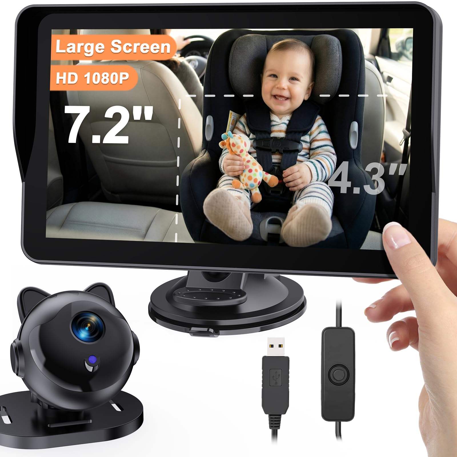 Large Screen  
HD 1080P  
7.2"  
4.3"