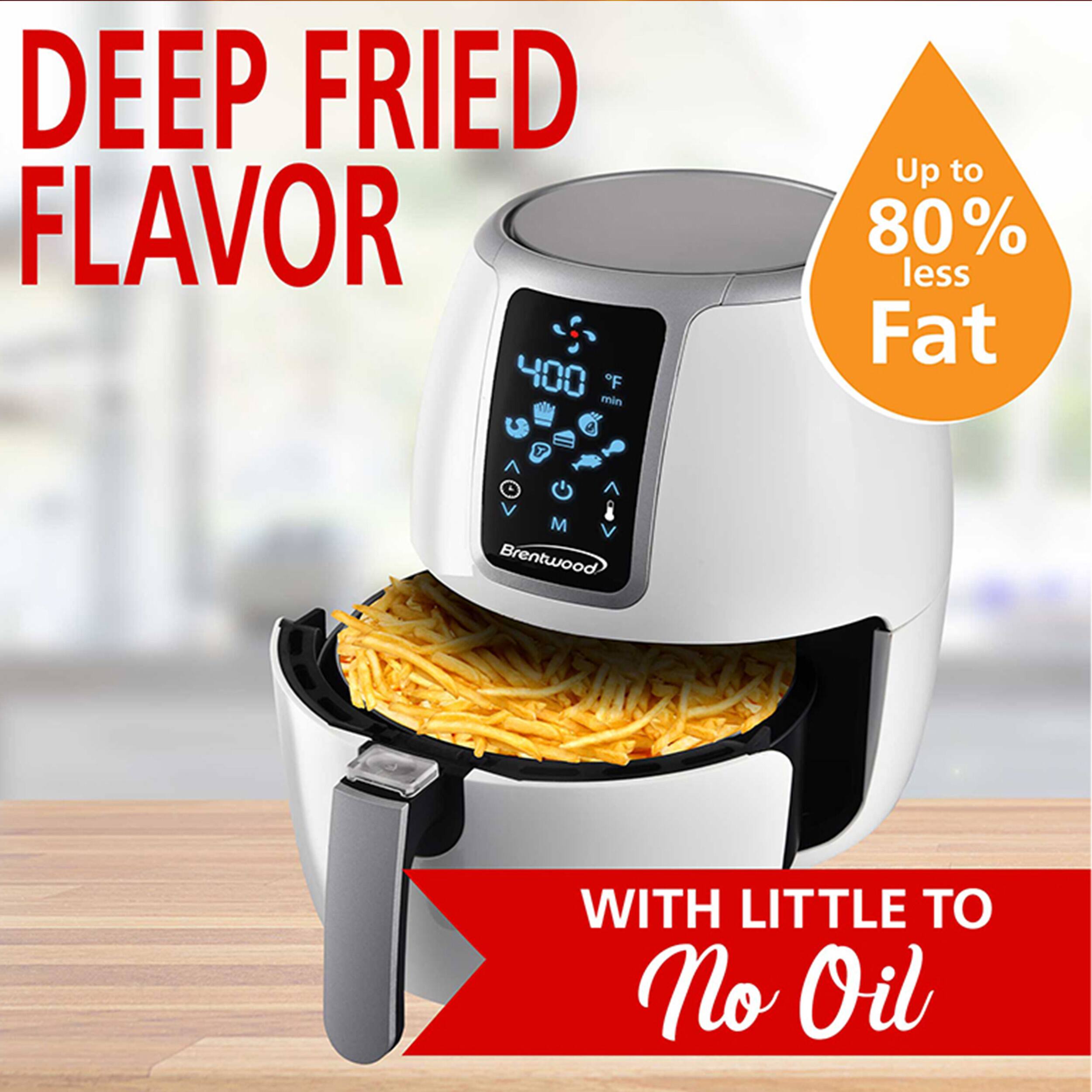 DEEP FRIED FLAVOR WITH LITTLE TO NO OIL: 400 min "F 2 17" Up to 80% less Fat