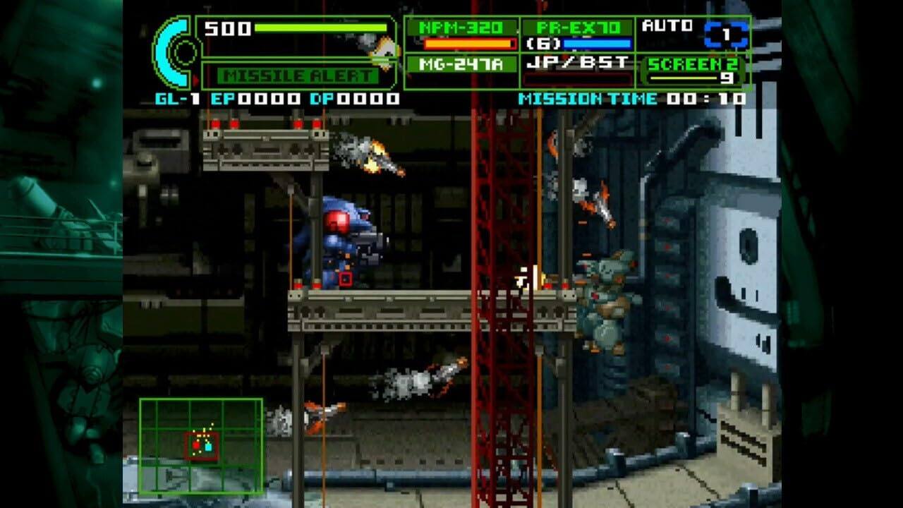 500  
HP-320 (6)  
PR-EX10  
AUTO  
C  
MISSILE ALERT  
MG-247A  
JP/BST  
SCREEN 9  
MISSION TIME 00:10  
GL-1  
EPO000 DP0000