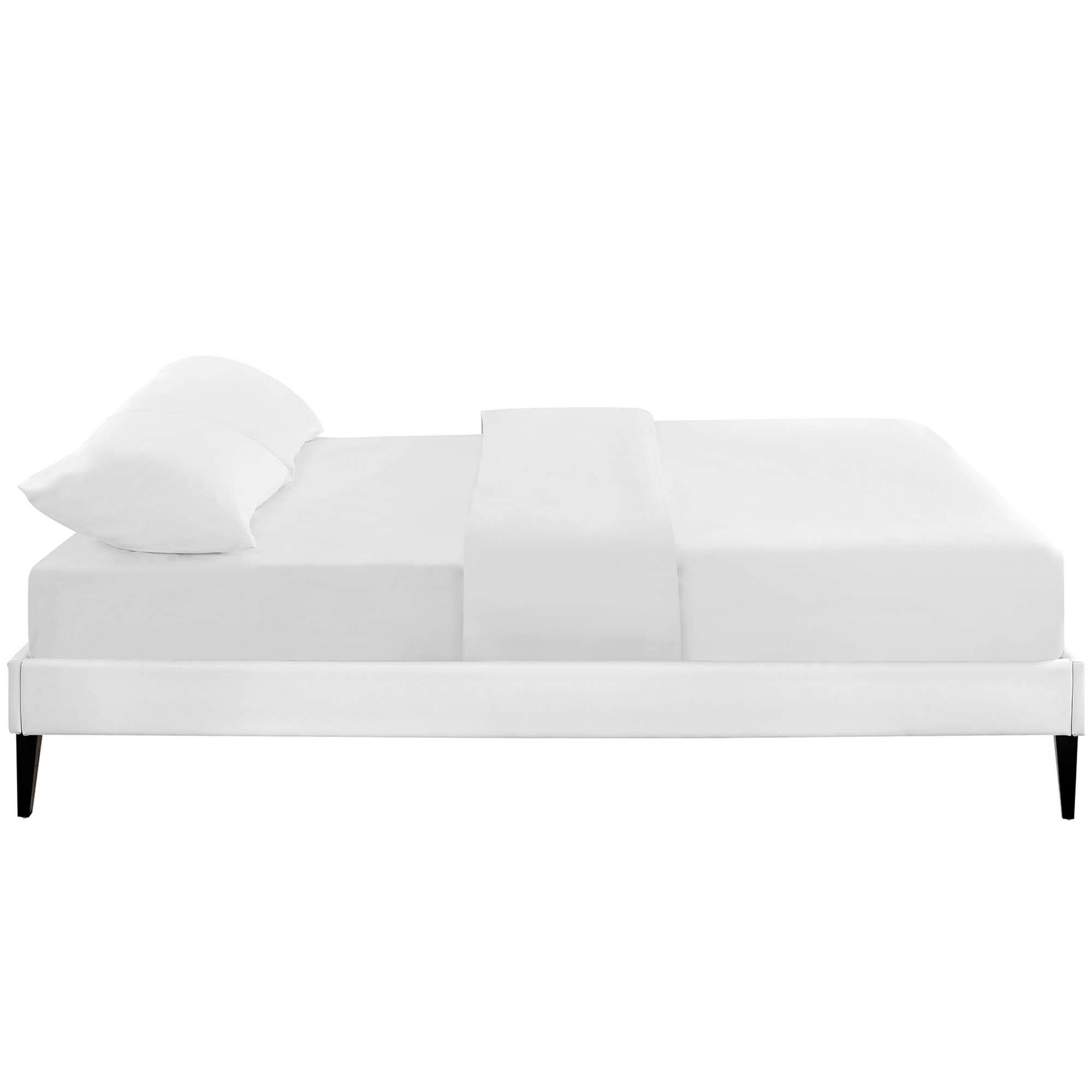 Left. Modway - Loryn Vinyl Queen Bed Frame with Round Splayed Legs - White.