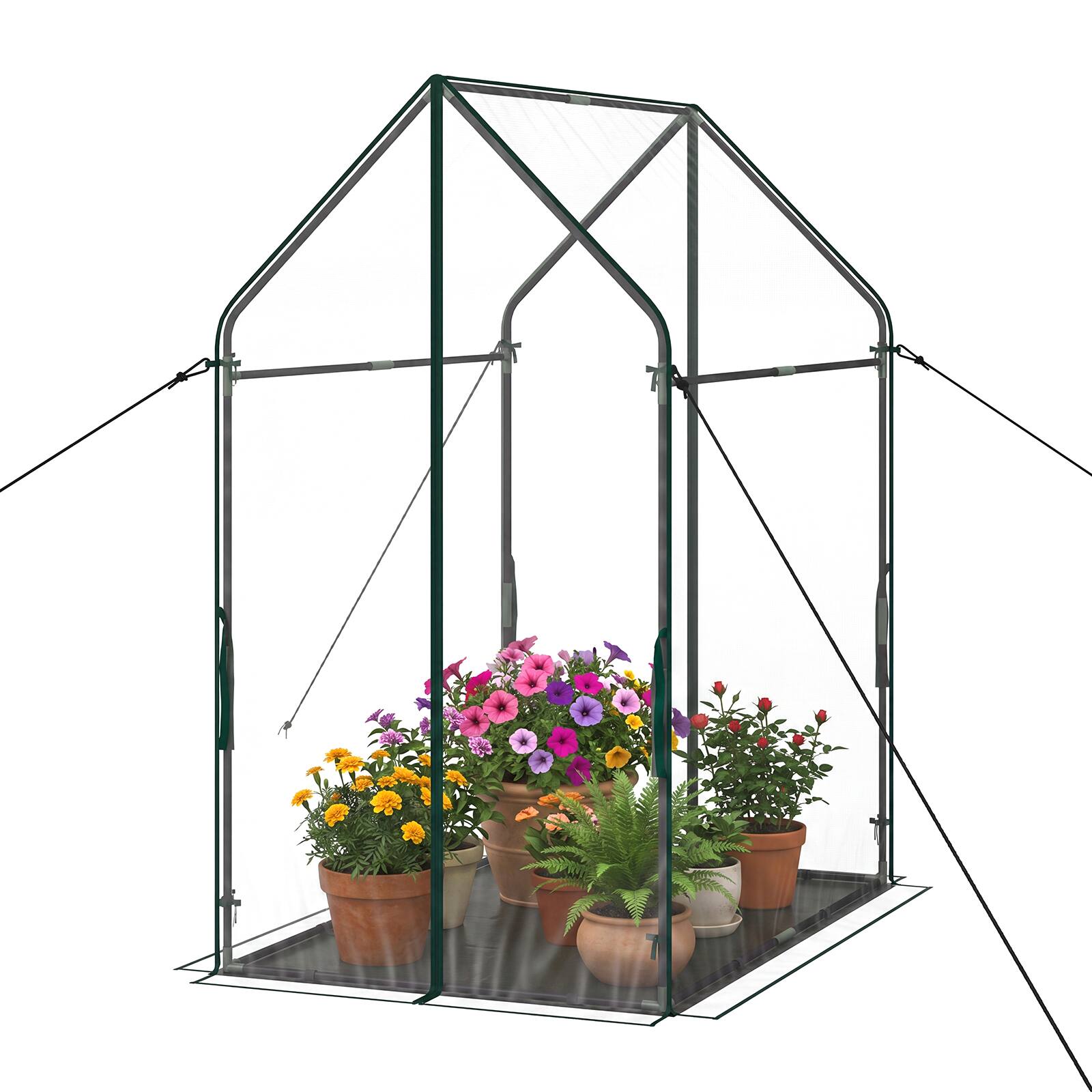 Front. Costway - Costway Mini Green House with Waterproof Bottom Mat, Sturdy Metal Frame, Ground Stakes - Clear.