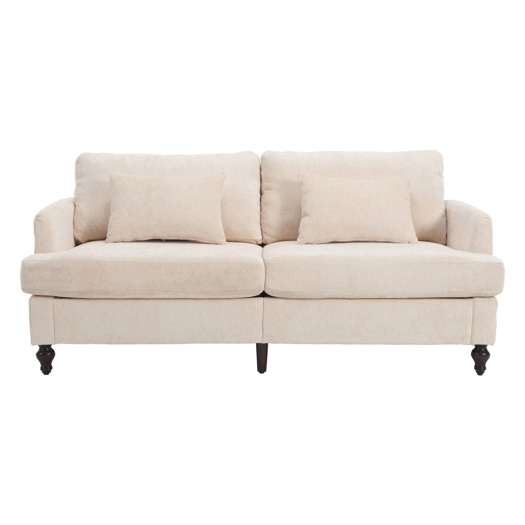 Alt View 9. GOODSILO - Modern Upholstered Loveseat Sofa with Chenille Fabric and Solid Wood Frame for Living Room and Bedroom - Beige.