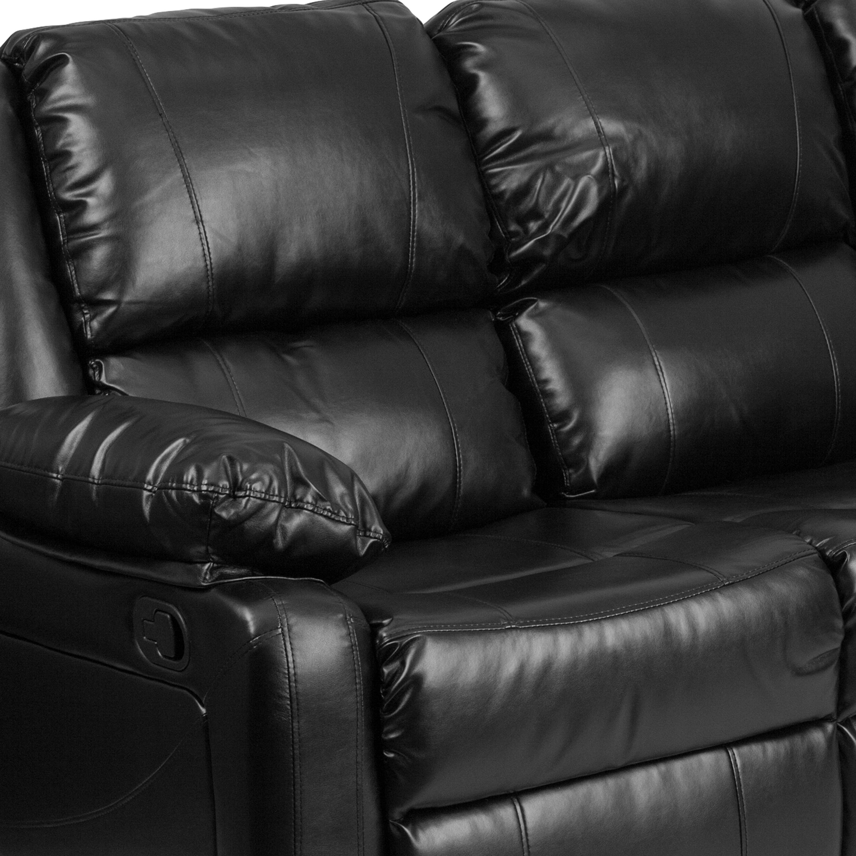 Alt View 8. Emma + Oliver - Bustle Back LeatherSoft Sofa with Two Built-In Recliners - Black LeatherSoft.